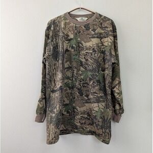 Vintage Retro Realtree Long‎ Sleeve Single Stitch Camo Ringer T-shirt Unisex L